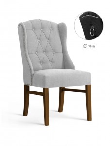 Scaun tapitat cu stofa, cu picioare din lemn Royal Light Grey / Walnut, l55xA74xH105 cm