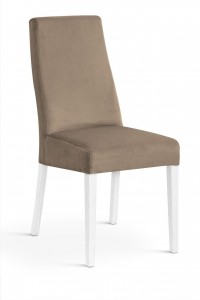 Scaun tapitat cu stofa, cu picioare din lemn Villa Beige / White, l47xA60xH97 cm