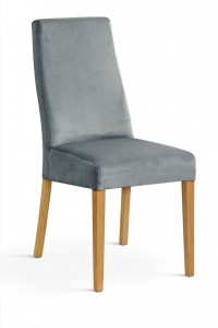 Scaun tapitat cu stofa, cu picioare din lemn Villa Grey / Oak, l47xA60xH97 cm