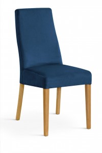 Scaun tapitat cu stofa, cu picioare din lemn Villa Navy Blue / Oak, l47xA60xH97 cm