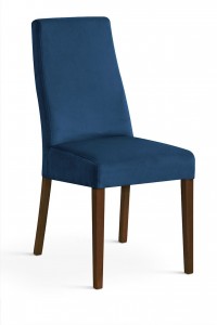 Scaun tapitat cu stofa, cu picioare din lemn Villa Navy Blue / Walnut, l47xA60xH97 cm