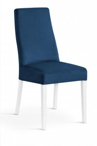 Scaun tapitat cu stofa, cu picioare din lemn Villa Navy Blue / White, l47xA60xH97 cm