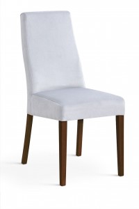 Scaun tapitat cu stofa, cu picioare din lemn Villa Silver / Walnut, l47xA60xH97 cm