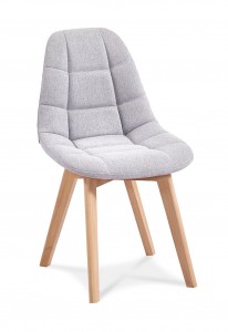 Scaun tapitat cu stofa, cu picioare din lemn Westa Light Grey / Beech, l49xA52xH83 cm