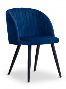 Scaun tapitat cu stofa, cu picioare metalice Adele Blue / Black, l57xA67xH83 cm