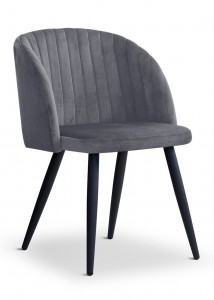 Scaun tapitat cu stofa, cu picioare metalice Adele Dark Grey / Black, l57xA67xH83 cm