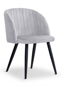 Scaun tapitat cu stofa, cu picioare metalice Adele Light Grey / Black, l57xA67xH83 cm