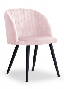 Scaun tapitat cu stofa, cu picioare metalice Adele Pink / Black, l57xA67xH83 cm