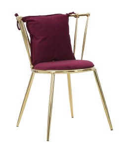 Scaun tapitat cu stofa, cu picioare metalice Backy Bordeaux / Auriu, l57xA59xH79 cm