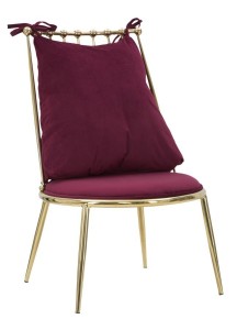 Scaun tapitat cu stofa, cu picioare metalice Backy Low Bordeaux / Auriu, l55xA60xH83 cm