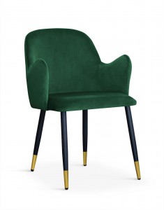 Scaun tapitat cu stofa si picioare metalice Camel Velvet Verde / Negru / Auriu, l58xA63xH84 cm