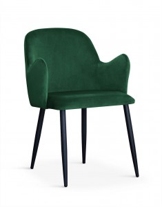 Scaun tapitat cu stofa si picioare metalice Camel Velvet Verde / Negru, l58xA63xH84 cm