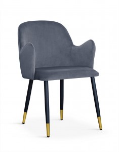 Scaun tapitat cu stofa, cu picioare metalice Camel Grey / Black / Gold, l58xA63xH84 cm