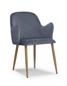 Scaun tapitat cu stofa, cu picioare metalice Camel Grey / Oak, l58xA63xH84 cm