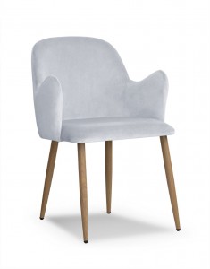 Scaun tapitat cu stofa, cu picioare metalice Camel Silver / Oak, l58xA63xH84 cm