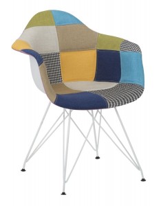 Scaun tapitat cu stofa, cu picioare metalice Camerun Patchwork Multicolor, l63xA59,5xH82 cm