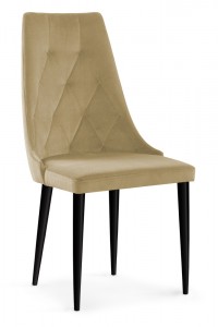 Scaun tapitat cu stofa, cu picioare metalice Caren II Beige / Black, l52xA55xH99 cm