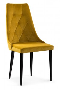 Scaun tapitat cu stofa, cu picioare metalice Caren II Honey / Black, l52xA55xH99 cm