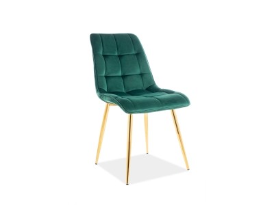 Scaun tapitat cu stofa, cu picioare metalice Chase Velvet Verde Inchis / Auriu, l50xA58xH88 cm