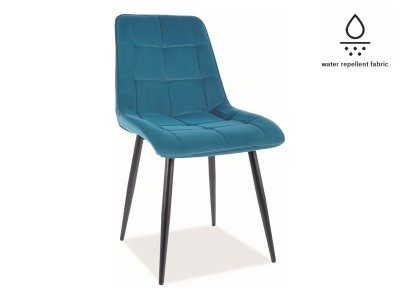 Scaun tapitat cu stofa, cu picioare metalice Chase Matt Velvet Turcoaz / Negru, l50xA58xH88 cm