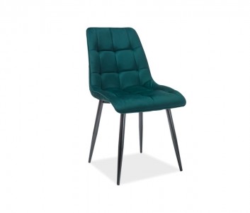 Scaun tapitat cu stofa, cu picioare metalice Chase Matt Velvet Verde Inchis / Negru, l50xA58xH88 cm