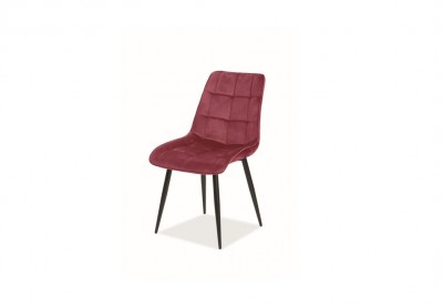 Scaun tapitat cu stofa si picioare metalice Chase Velvet Bordeaux / Negru, l50xA58xH88 cm