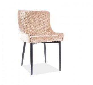 Scaun tapitat cu stofa si picioare metalice Colide B Velvet Bej / Negru, l52xA61xH82 cm