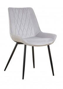 Scaun tapitat cu stofa si picioare metalice Dubai Velvet Gri Deschis / Negru, l53xA62xH84 cm