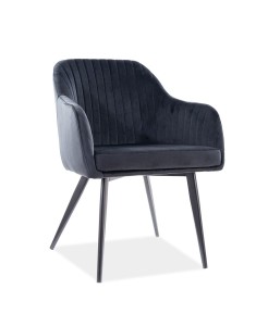 Scaun tapitat cu stofa si picioare metalice Eleanor Velvet Negru, l59xA62xH81 cm