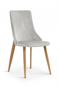 Scaun tapitat cu stofa, cu picioare metalice Eliza Velvet Silver / Oak, l45xA60xH91 cm