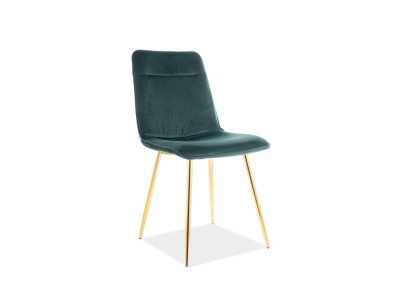 Scaun tapitat cu stofa, cu picioare metalice Ervin Velvet Verde Inchis / Auriu, l46xA56xH87 cm