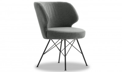 Set 2 scaune tapitate cu stofa, cu picioare metalice Erwan Light Grey, l62xA65xH85 cm