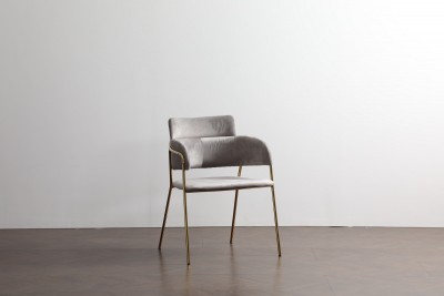 Scaun tapitat cu stofa, cu picioare metalice Eveline Velvet Grey, l48xA43xH84 cm