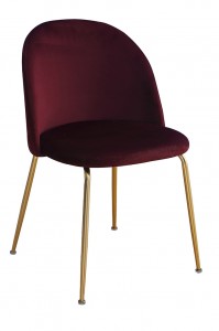 Scaun tapitat cu stofa, cu picioare metalice Forli Burgundy / Gold, l50xA52xH78 cm