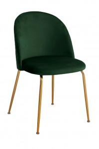 Scaun tapitat cu stofa, cu picioare metalice Forli Dark Green / Gold, l50xA52xH78 cm