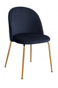 Scaun tapitat cu stofa, cu picioare metalice Forli Navy Blue / Gold, l50xA52xH78 cm