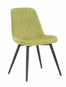 Scaun tapitat cu stofa, cu picioare metalice Glam Verde deschis / Negru, l53xA58xH84 cm