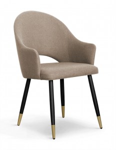 Scaun tapitat cu stofa, cu picioare metalice Goda Bej / Negru / Auriu, l54xA58xH87 cm