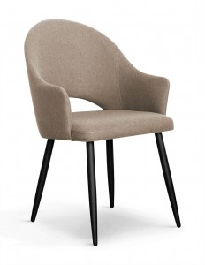 Scaun tapitat cu stofa, cu picioare metalice Goda Bej / Negru, l54xA58xH87 cm