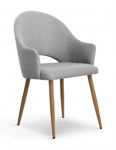 Scaun tapitat cu stofa, cu picioare metalice Goda Gri deschis / Stejar, l54xA58xH87 cm