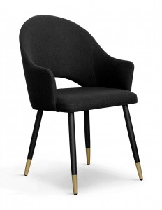 Scaun tapitat cu stofa, cu picioare metalice Goda Negru / Auriu, l54xA58xH87 cm