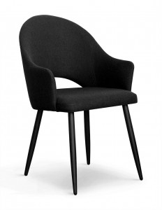 Scaun tapitat cu stofa, cu picioare metalice Goda Negru, l54xA58xH87 cm