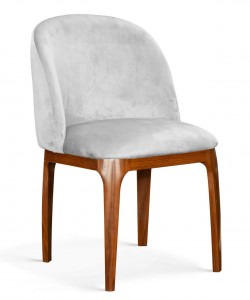 Scaun tapitat cu stofa, cu picioare metalice Grace Argintiu / Nuc, l53xA56xH83 cm