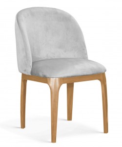 Scaun tapitat cu stofa, cu picioare metalice Grace Argintiu / Stejar, l53xA56xH83 cm