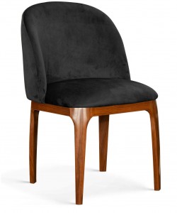 Scaun tapitat cu stofa, cu picioare metalice Grace Negru / Nuc, l53xA56xH83 cm