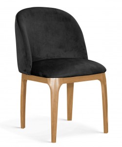 Scaun tapitat cu stofa, cu picioare metalice Grace Negru / Stejar, l53xA56xH83 cm