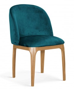 Scaun tapitat cu stofa, cu picioare metalice Grace Turcoaz / Stejar, l53xA56xH83 cm