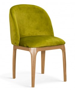 Scaun tapitat cu stofa, cu picioare metalice Grace Verde Olive / Stejar, l53xA56xH83 cm