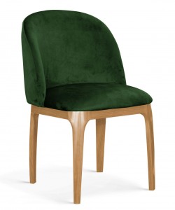 Scaun tapitat cu stofa, cu picioare metalice Grace Verde / Stejar, l53xA56xH83 cm