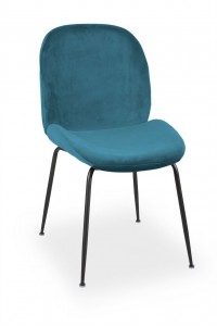 Scaun tapitat cu stofa si picioare metalice Joy Velvet Bleumarin / Negru, l49xA63xH85 cm